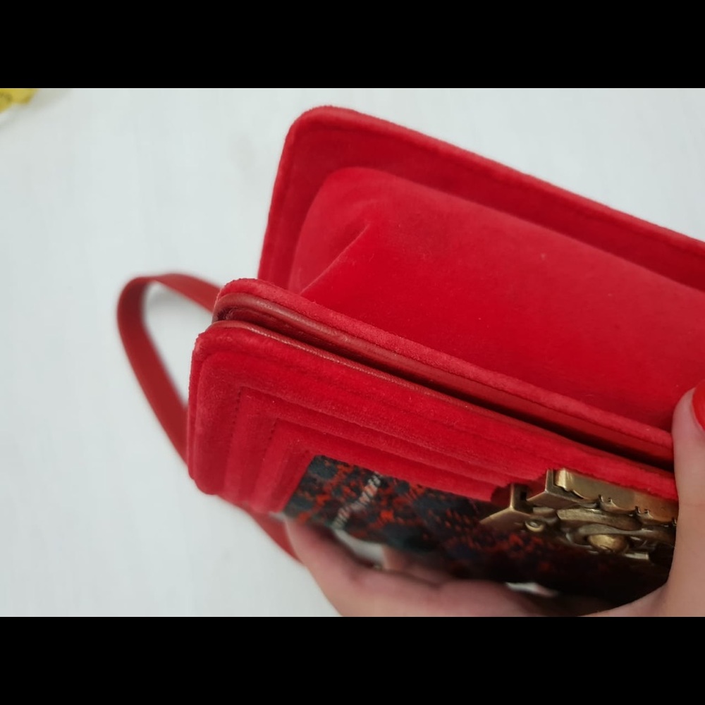 Chanel Small Red Suede Le Boy Bag - Picture 7 of 8